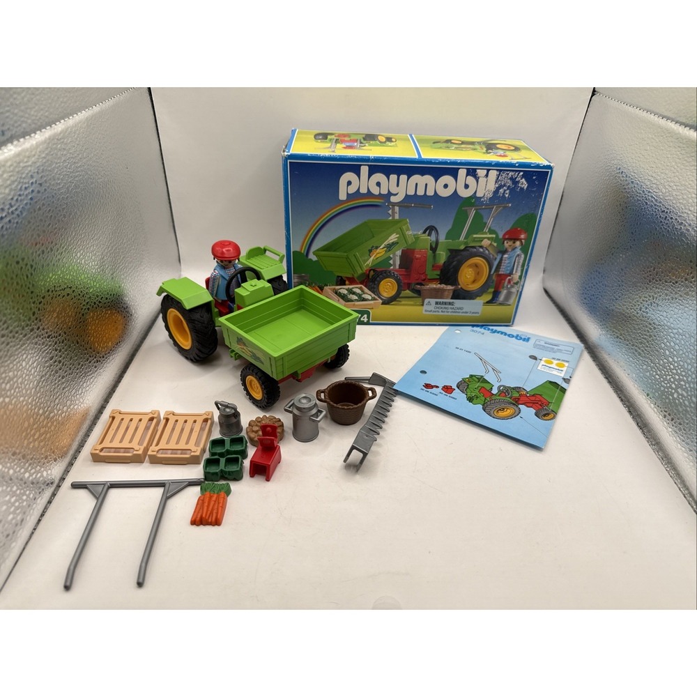 Playmobil 3074 Farmer Tractor Play Set Complete In Box Excellent